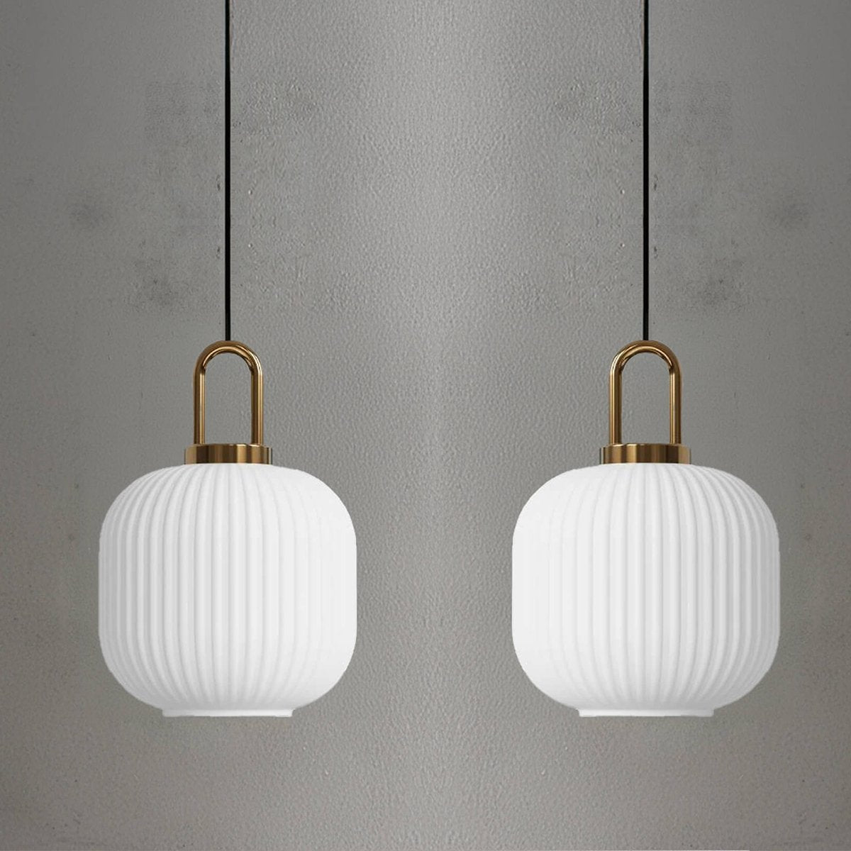 Italian Glass Ceiling Pendants • White • 2 Pack - Ceiling Light - Haus of Interiors